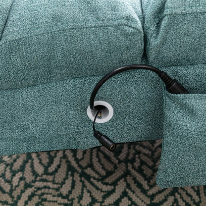 Ergonomic Electric Massage Chaise Lounge with Remote Control, Teal Linen Upholstery, 5 Modes for Relaxation-海智集-Default-
