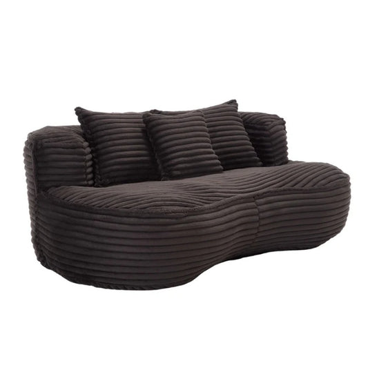 High Back Bean Bag Chair Couch for Adults and Kids, Indoor & Outdoor, Corduroy, Black, 64.17''-海智集-Default-