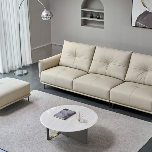 The genuine leather sofa in the hotel is light luxury and easy to clean-海智集-