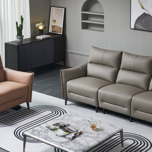 Luo LAN SeriesLeather Sofa, Italian Light Luxury Four-seater G37-海智集-