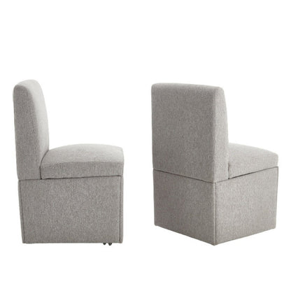 COOLMORE 360 Degree Swivel Upholstered Dining Chairs Set of 2 Swivel Dining Room Chairs Kitchen Chairs Casters & Storage Comfy Modern Rolling Chair for Living Room Fabric Armless Chair-海智集-Default-