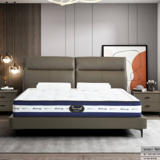 Luo LAN Series Italian Light Luxury Leather Bed T6138#235*182*110 (Single bed without bedside table)-海智集-