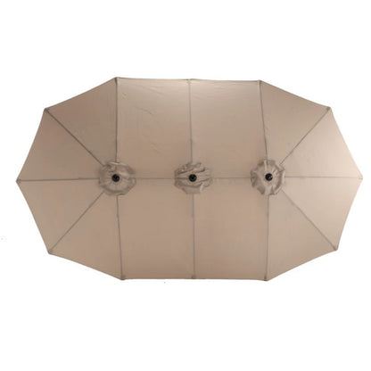 14.8 Ft Double Sided Outdoor Umbrella Rectangular Large with Crank ( khaki )(No Base)-海智集-Default-