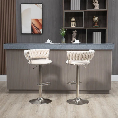 COOLMORE Swivel Bar Stools Set of 2 Adjustable Counter Height Chairs with Footrest for Kitchen, Dining Room 2PC/SET-海智集-Default-