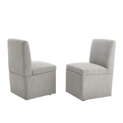 COOLMORE 360 Degree Swivel Upholstered Dining Chairs Set of 2 Swivel Dining Room Chairs Kitchen Chairs Casters & Storage Comfy Modern Rolling Chair for Living Room Fabric Armless Chair-海智集-Default-