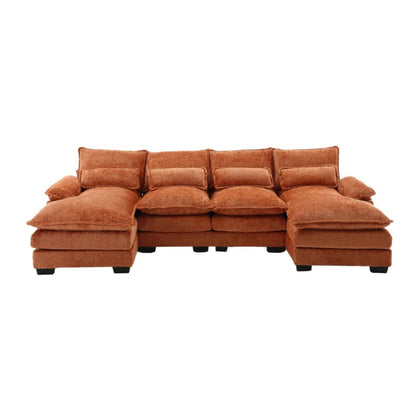UNITED WE WIN Modern Large chenille Fabric U-Shape Sectional Sofa-海智集-Default-
