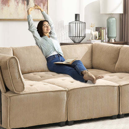 UNITED WE WIN Modular Sectional Sofa U Shaped Modular Couch with Reversible Chaise Modular Sofa Sectional Couch,6- Seat Convertible Sofa,Fit for Living Room-海智集-Default-