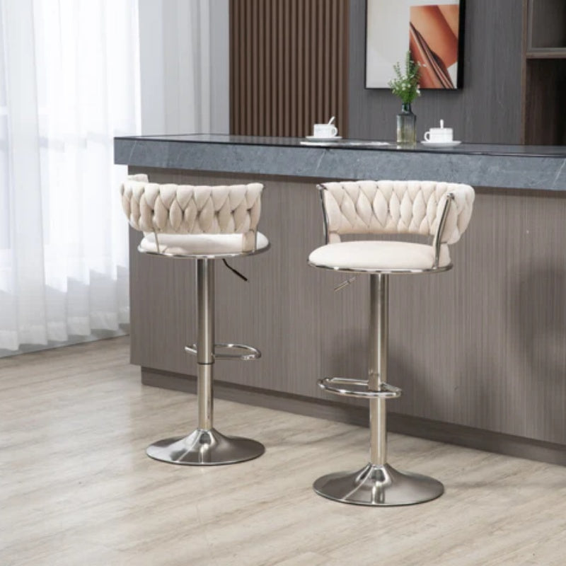 COOLMORE Swivel Bar Stools Set of 2 Adjustable Counter Height Chairs with Footrest for Kitchen, Dining Room 2PC/SET-海智集-Default-