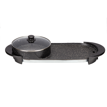 Multifunctional Indoor 3 in 1 Non Stick Coating Smokeless Bbq Electric Griller With Self Heating Hot Pot-海智集-