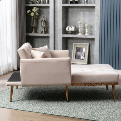 COOLMORE fashionable and classic style chaise lounge chair / accent chair for Living Room, bedroom (Beige velvet)-海智集-Default-