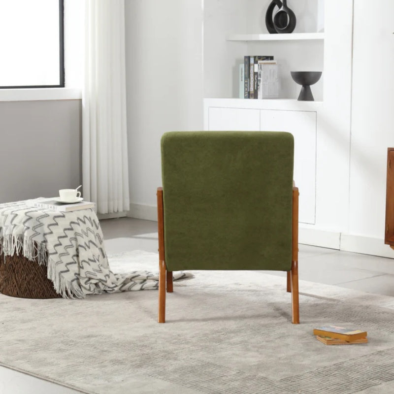 COOLMORE Modern Accent Chair, Solid Wood Padding Lounge Armchairs With One pillow for Living Room, Bedroom, Guest Room (Green)-海智集-Default-