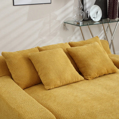 COOLMORE Chenille 2-seater lazy sofa With 5 back pillows,Comfy Sofa- Deep Seat Couch for Living Room,Club (Mustard yellow)-海智集-Default-