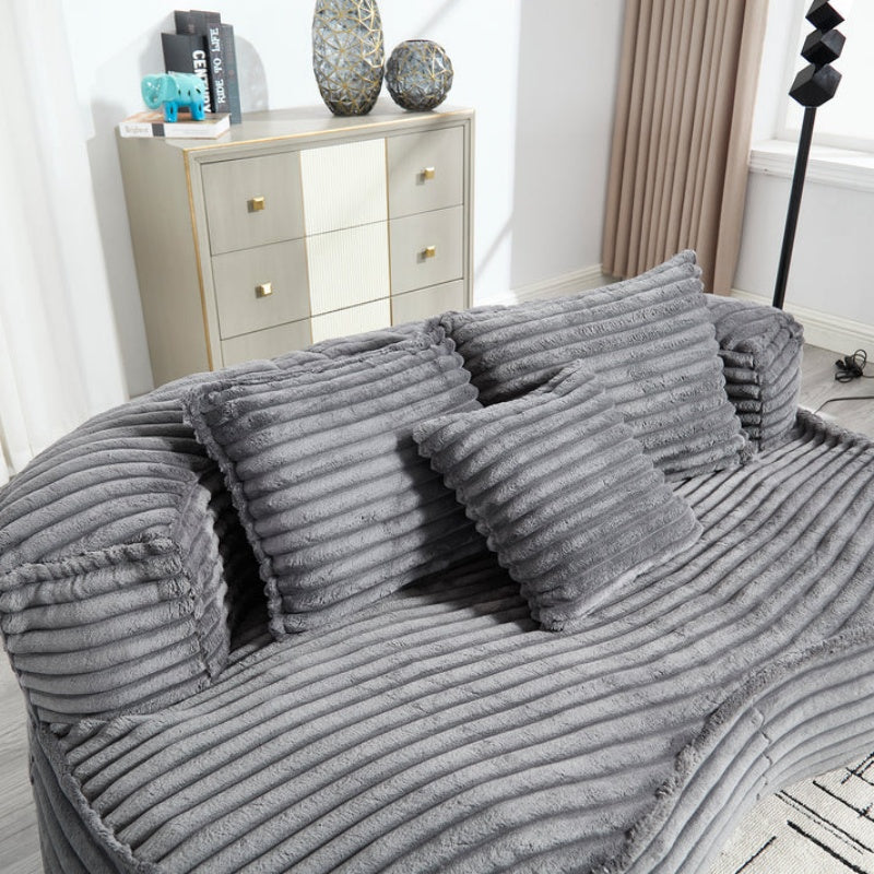 Bean Bag Sofa Lazy Sofa Durable Comfort Lounger High Back Bean Bag Chair Couch for Adults and Kids, Indoor & Outdoor, Dark Gray Corduroy-海智集-Default-