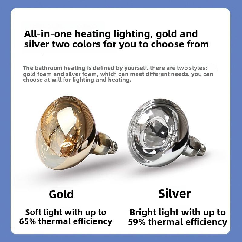 Bathroom Heater Bulb 275W Heating Bulb Explosion-Proof Moisture-Proof Wall-Mounted E27 Instant Heating Bathroom Heater Bulb Waterproof-Kitchen & Bathroom-海智集-[160 Gold Bubble] 245W Screw E27-