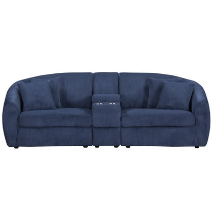 UNITED WE WIN corduroy fabric, two cup holders, storage, oversized two-seat, solid wood frame, high quality sponge filling, curved placement sofa-海智集-Default-