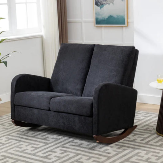 COOLMORE Rocking Chair Upholstered Mid Century Modern Rocker Oversized Wingback Armchair for Living Room-海智集-Default-