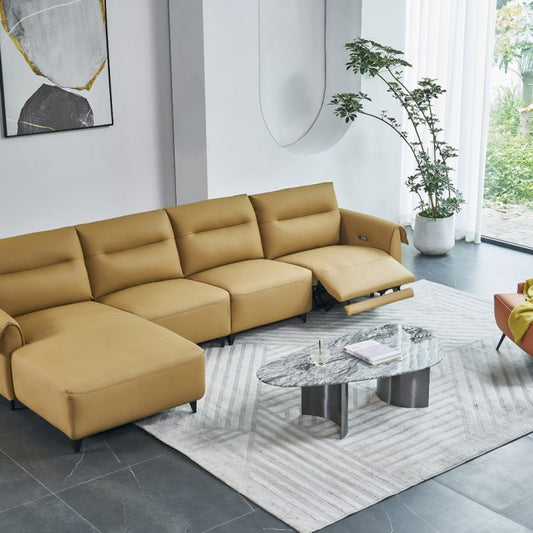 The living room hotel sofa is made of genuine leather, which is light luxury and easy to clean-海智集-