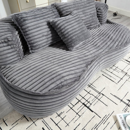 Bean Bag Sofa Lazy Sofa Durable Comfort Lounger High Back Bean Bag Chair Couch for Adults and Kids, Indoor & Outdoor, Dark Gray Corduroy-海智集-Default-