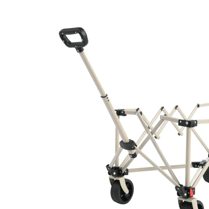 Folding Wagon Carts,Folding Wagon Cart with All Terrain Wheels,Heavy Duty Garden Carts with Adjustable Handle,Outdoor Utility Wagon for Camping Shopping Sports Fishing Beige-海智集-Default-
