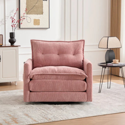 UNITED WE WIN Swivel Barrel Chair - Mid Century Modern Chair, Thick Padded Arm Chair with Solid Metal Base, Comfortable Single Sofa Chair, Swivel Accent Chair for Living Room Bedroom-海智集-Default-