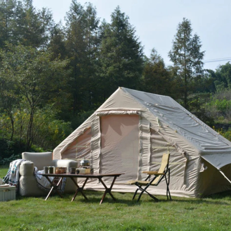 Inflatable Camping Tent Easy Setup 4 Season Glamping Tent with High Performance Inflatable Structure 4-6 Persons Waterproof Windproof Outdoor Self-Supporting Blow up Tent Air Tent Portable House Beige-海智集-Default-