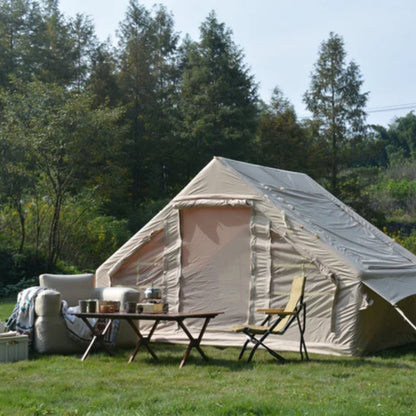 Inflatable Camping Tent Easy Setup 4 Season Glamping Tent with High Performance Inflatable Structure 4-6 Persons Waterproof Windproof Outdoor Self-Supporting Blow up Tent Air Tent Portable House Beige-海智集-Default-