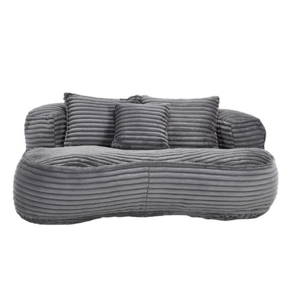 Bean Bag Sofa Lazy Sofa Durable Comfort Lounger High Back Bean Bag Chair Couch for Adults and Kids, Indoor & Outdoor, Dark Gray Corduroy-海智集-Default-