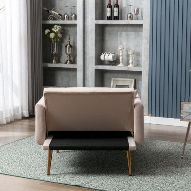 COOLMORE fashionable and classic style chaise lounge chair / accent chair for Living Room, bedroom (Beige velvet)-海智集-Default-