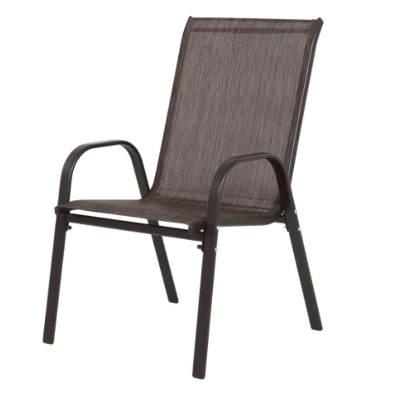 2 Piece Patio Chairs, Outdoor Camping Chairs with Breathable Textilene Fabric, Set of 2 Garden Chairs with Armrest High Backrest for Garden Patio Pool Beach Yard Space Saving ( Brown)-海智集-Default-