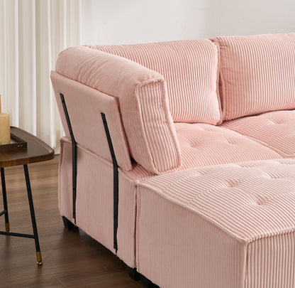 UNITED WE WIN Modular Sectional Sofa U Shaped Modular Couch with Reversible Chaise Modular Sofa Sectional Couch,6- Seat Convertible Sofa,Fit for Living Room-海智集-Default-