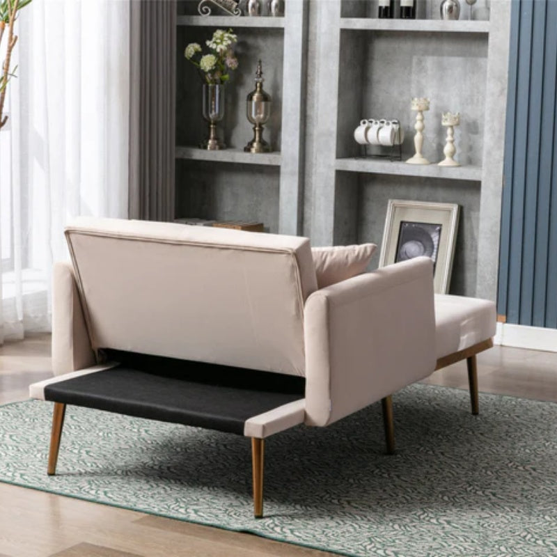 COOLMORE fashionable and classic style chaise lounge chair / accent chair for Living Room, bedroom (Beige velvet)-海智集-Default-