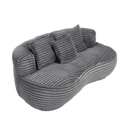 Bean Bag Sofa Lazy Sofa Durable Comfort Lounger High Back Bean Bag Chair Couch for Adults and Kids, Indoor & Outdoor, Dark Gray Corduroy-海智集-Default-