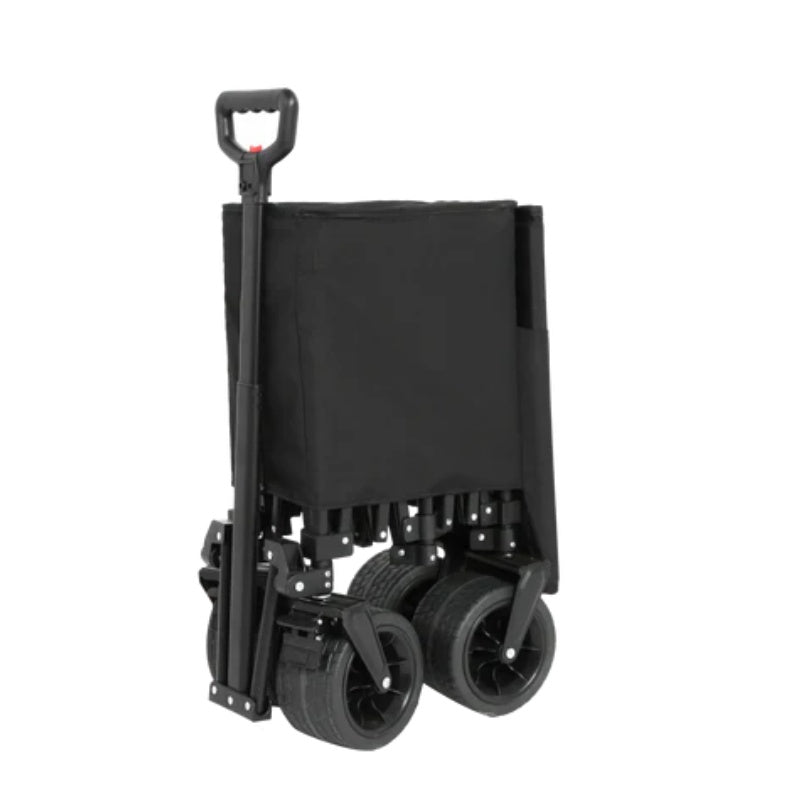 Beach Wagon,Collapsible Wagon 220lbs with Big Wheels Foldable Wagon Carts, Heavy Duty 300L Folding Utility Garden Cart with Big All-Terrain Beach Wheels & Drink Holders. Black-海智集-Default-