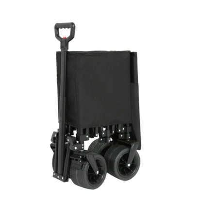 Beach Wagon,Collapsible Wagon 220lbs with Big Wheels Foldable Wagon Carts, Heavy Duty 300L Folding Utility Garden Cart with Big All-Terrain Beach Wheels & Drink Holders. Black-海智集-Default-