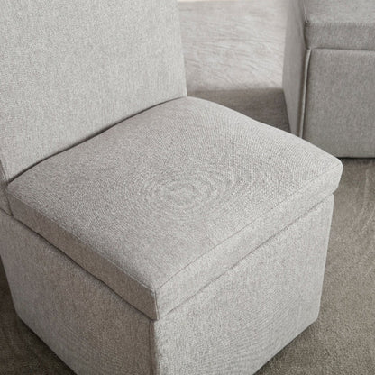 COOLMORE 360 Degree Swivel Upholstered Dining Chairs Set of 2 Swivel Dining Room Chairs Kitchen Chairs Casters & Storage Comfy Modern Rolling Chair for Living Room Fabric Armless Chair-海智集-Default-