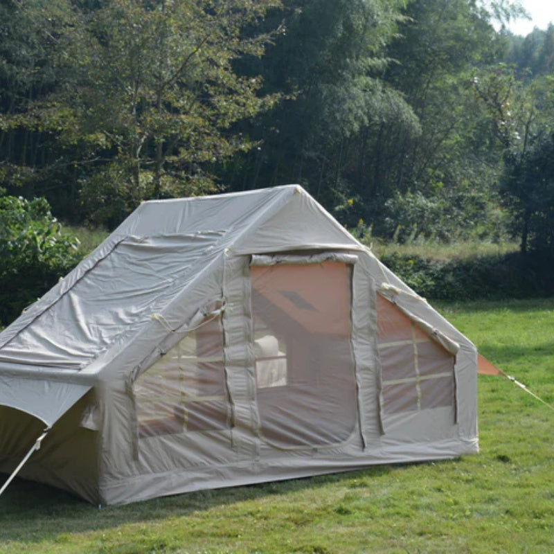 Inflatable Camping Tent Easy Setup 4 Season Glamping Tent with High Performance Inflatable Structure 4-6 Persons Waterproof Windproof Outdoor Self-Supporting Blow up Tent Air Tent Portable House Beige-海智集-Default-