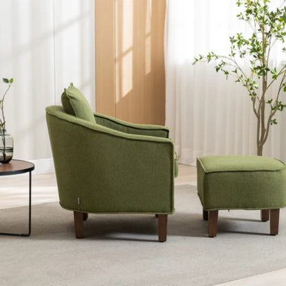 COOLMORE Accent Chair with Ottoman, Mid Century Modern Barrel Chair Upholstered Club Tub Round Arms Chair for Living Room-海智集-Default-