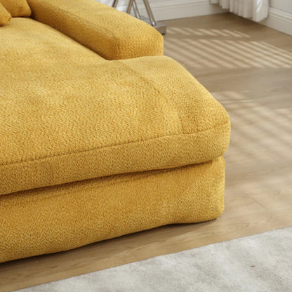 COOLMORE Chenille 2-seater lazy sofa With 5 back pillows,Comfy Sofa- Deep Seat Couch for Living Room,Club (Mustard yellow)-海智集-Default-