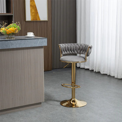 COOLMORE Swivel Bar Stools Adjustable Counter Height Chairs with Footrest for Kitchen, Dining Room-海智集-Default-