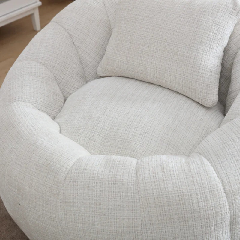 COOLMORE Modern Extra Large Round Bean Bag Chair with Footrest for Living Room, Chenille Fabric Lazy Sofa with Pillow for Adults, Teenagers,Child, Suitable for Bedroom, Dormitory, Study Room-海智集-Default-