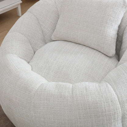 COOLMORE Modern Extra Large Round Bean Bag Chair with Footrest for Living Room, Chenille Fabric Lazy Sofa with Pillow for Adults, Teenagers,Child, Suitable for Bedroom, Dormitory, Study Room-海智集-Default-