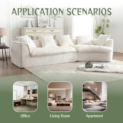 COOLMORE Boucle Sofa 3 Seater for Living Room Oversized Comfy Sofa unique double seat and corner construction for Apartment, Office Right Hand Facing (Beige)-海智集-Default-