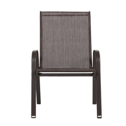 4 Piece Patio Chairs, Outdoor Camping Chairs with Breathable Textilene Fabric, Set of 2 Garden Chairs with Armrest High Backrest for Garden Patio Pool Beach Yard Space Saving ( Brown)-海智集-Default-