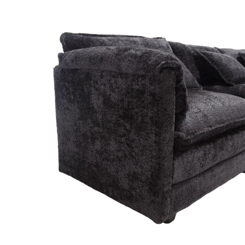Modern Large L-Shape Sectional Chenille fabric, movable pedals, detachable armrests, oversized three-seat Sofa-海智集-Default-