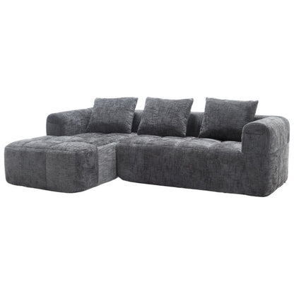 UNITED WE WIN 98.42-inch modular sectional sofa, modern modular L-shaped sofa with chaise longue, equipped with small side pockets and free of compression during installation.-海智集-Default-