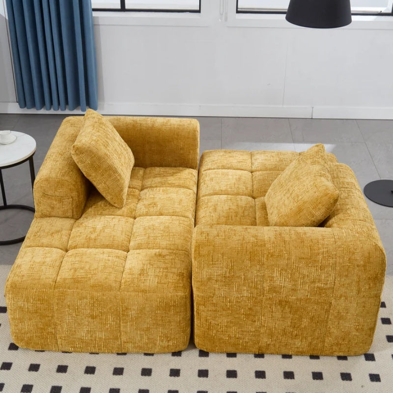 UNITED WE WIN Chenille Loveseat Sofa,Minimalist Modular Couches Sleeper for Living Room Bedroom Apartment Lounge-海智集-Default-