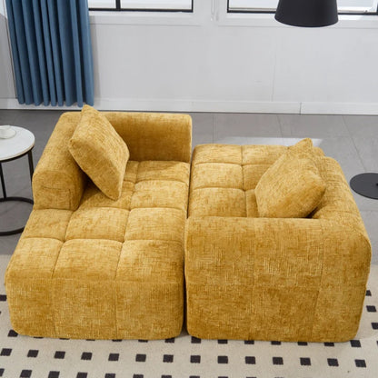 UNITED WE WIN Chenille Loveseat Sofa,Minimalist Modular Couches Sleeper for Living Room Bedroom Apartment Lounge-海智集-Default-