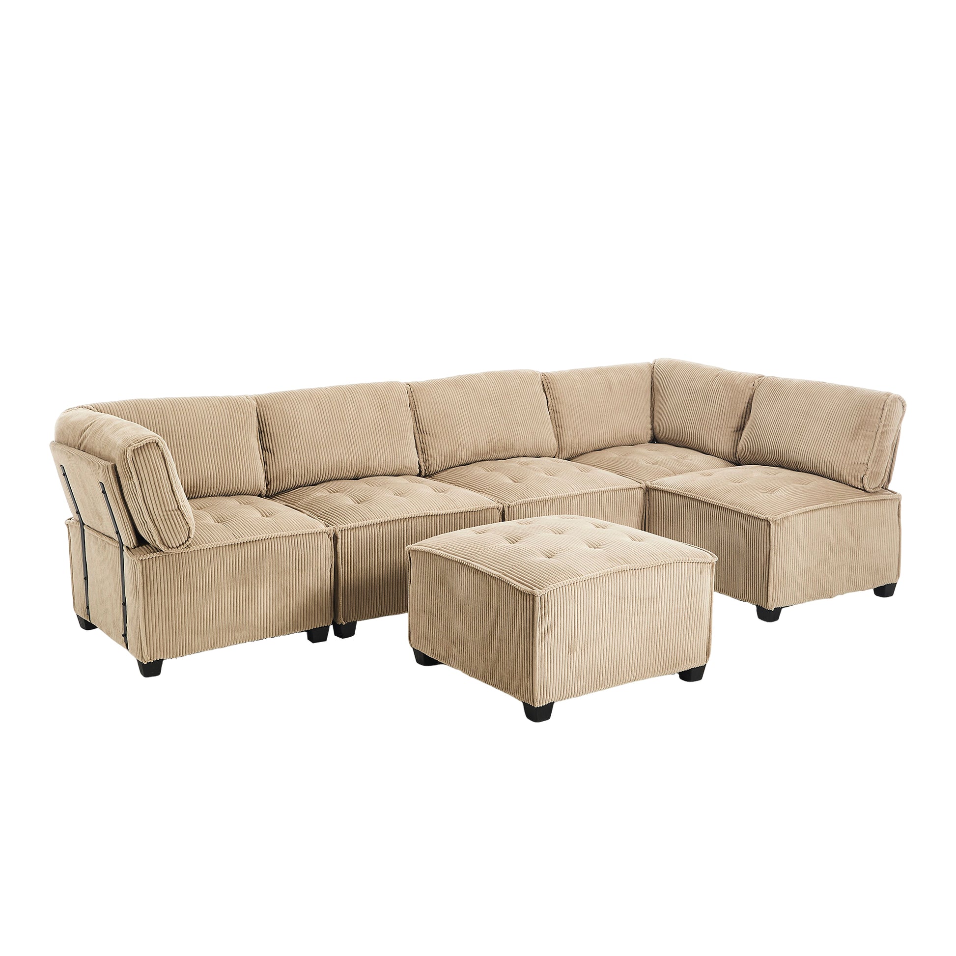 UNITED WE WIN Modular Sectional Sofa U Shaped Modular Couch with Reversible Chaise Modular Sofa Sectional Couch,6- Seat Convertible Sofa,Fit for Living Room-海智集-Default-