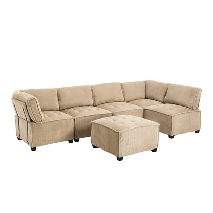 UNITED WE WIN Modular Sectional Sofa U Shaped Modular Couch with Reversible Chaise Modular Sofa Sectional Couch,6- Seat Convertible Sofa,Fit for Living Room-海智集-Default-