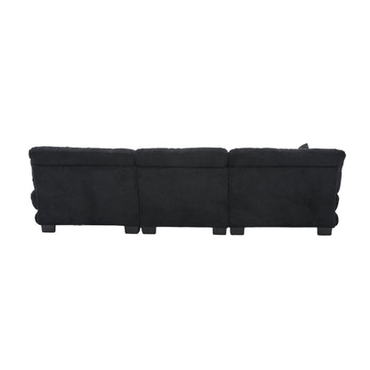 UNITED WE WIN Pelletized velvet U Shape Cloud Couch with 2 Ottomans,Free Combined 3 Seater Comfy Sofa with Bolster Armrest Pillows, sofa for Living Room-海智集-Default-